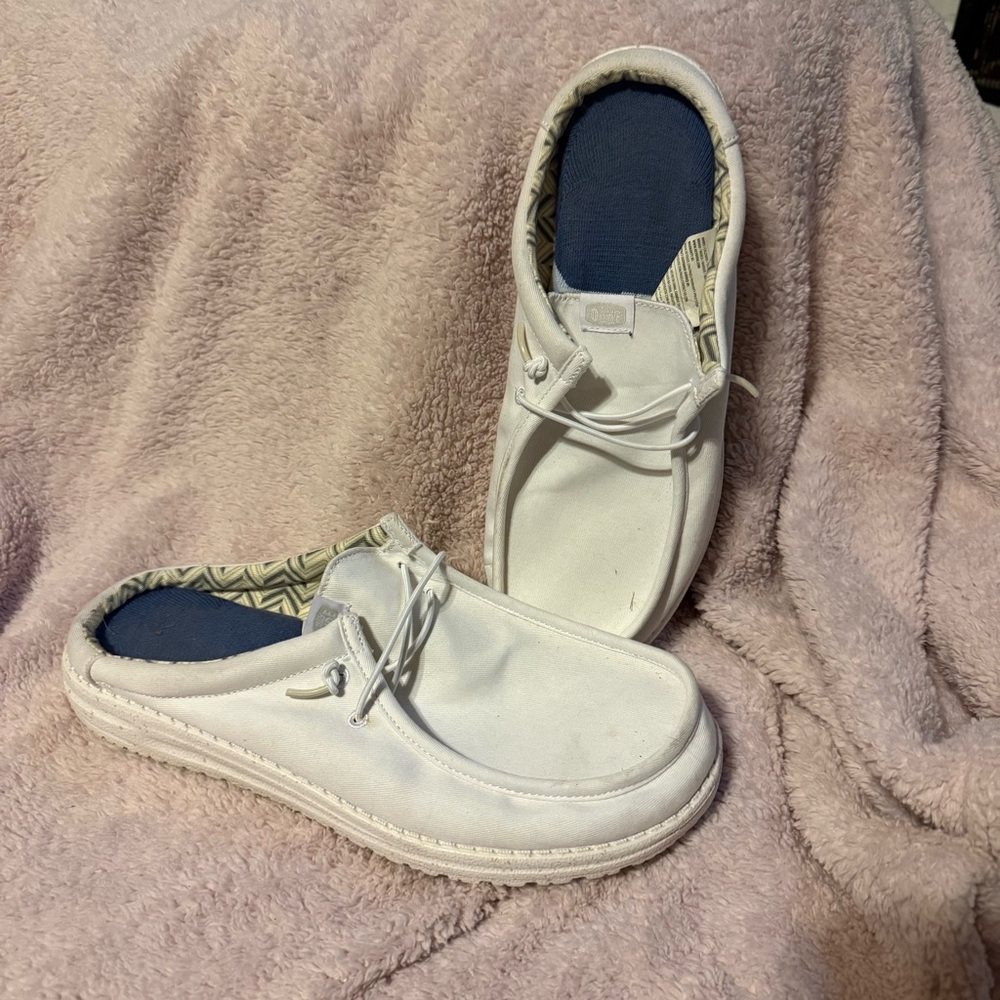 Men's White Hey Dude Mules
